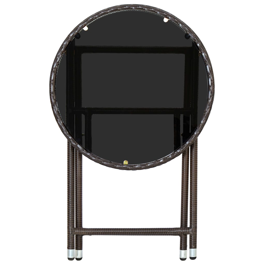 Čajni stol 60 cm poliratan i kaljeni - smeđi, 1, staklo - number 5.