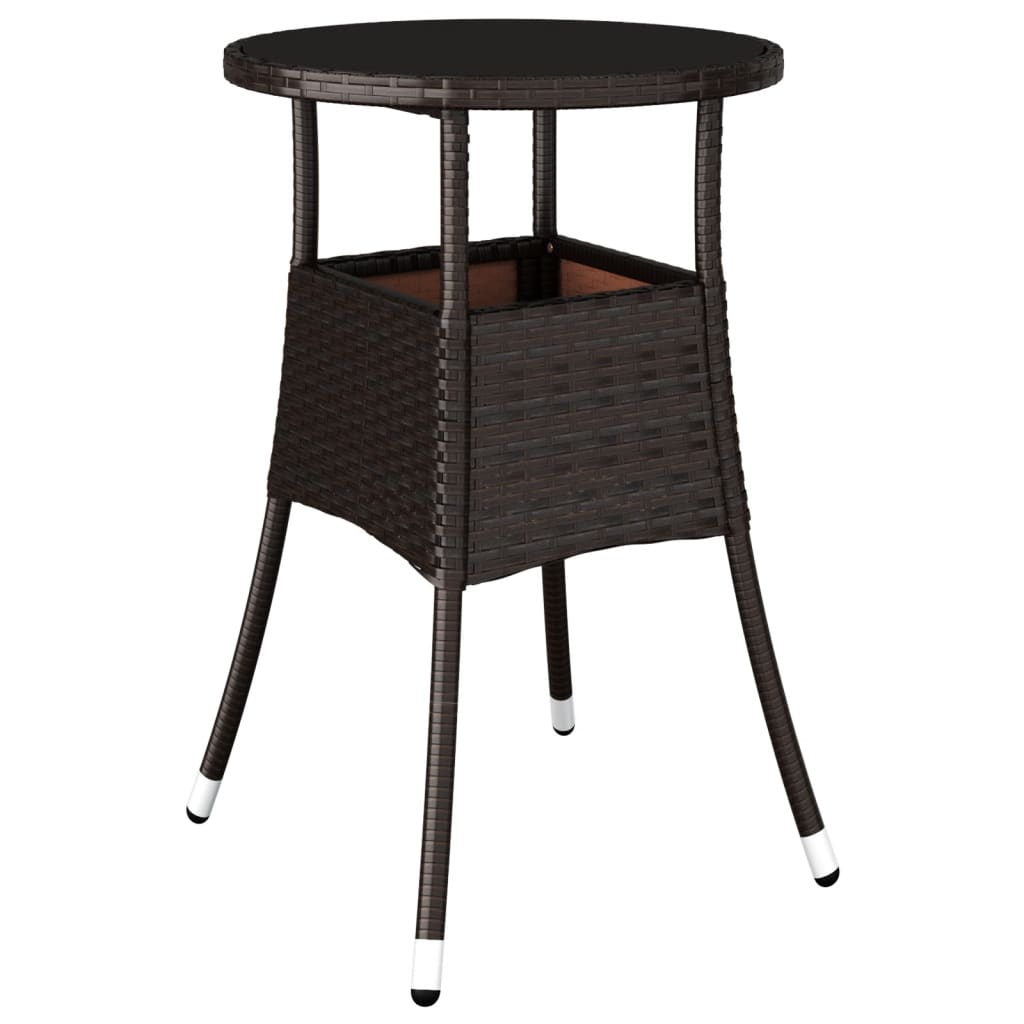 Havebord ø60x75 cm hærdet glas og polyrattan - brun, ooo 1, 1 - number 2.
