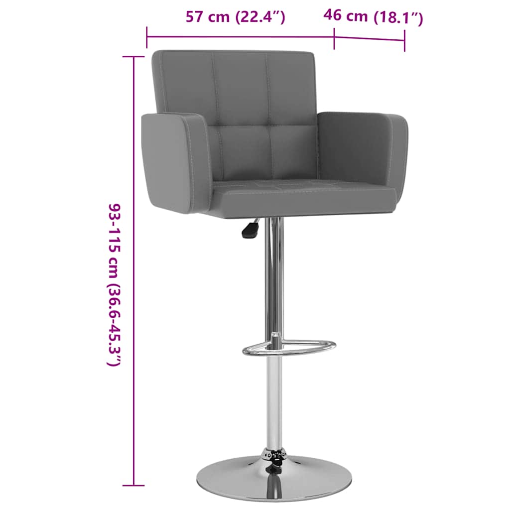 Barstole stk. kunstlæder - grå, 2 - number 8.