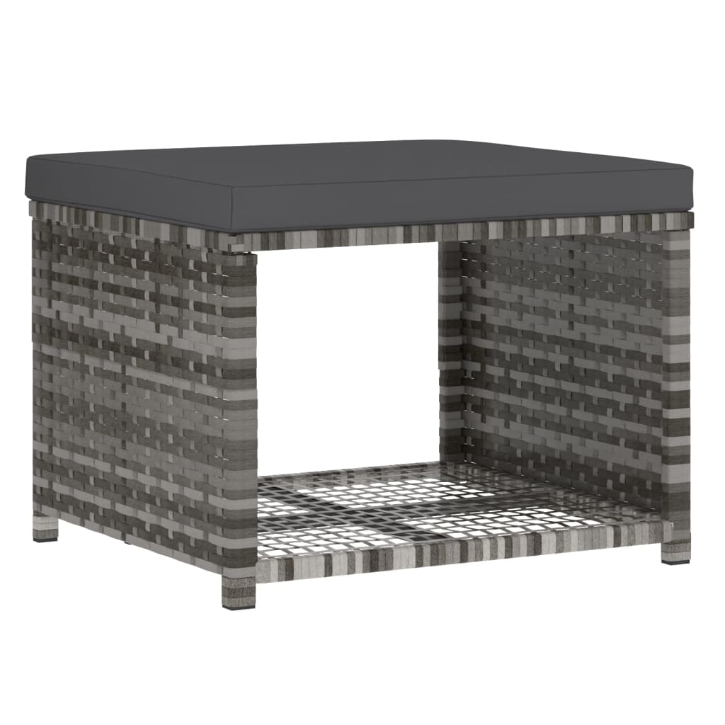 Spisebordssæt til haven 4 dele med hynder polyrattan grå - number 7.