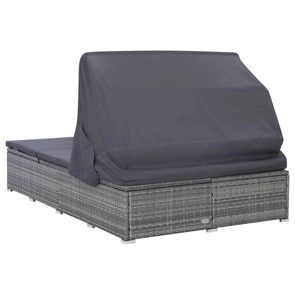 2-personers solseng med hynde polyrattan - grå - number 6.