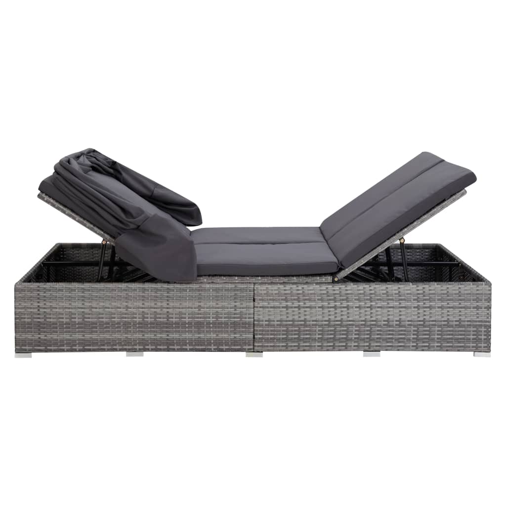 2-personers solseng med hynde polyrattan - grå - number 5.
