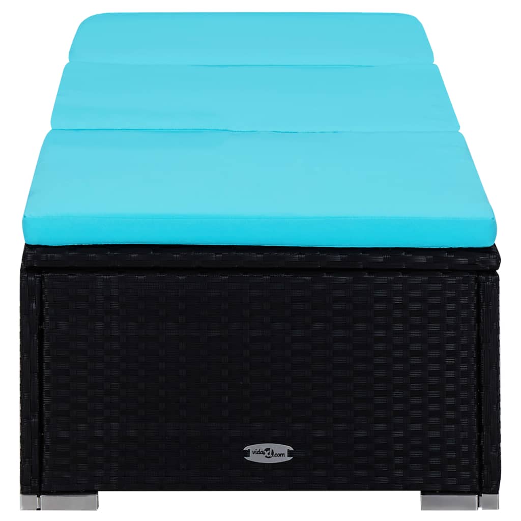 Sunčev ležaljki s jastukom i stolom za čaj polirattan - plava, 1 - number 5.