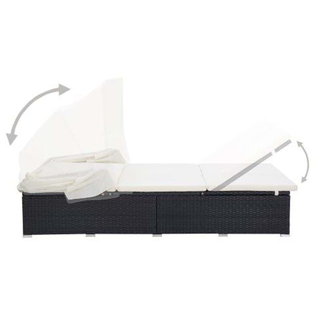 2-person sunbed with cushion polyrattan - black - number 4.