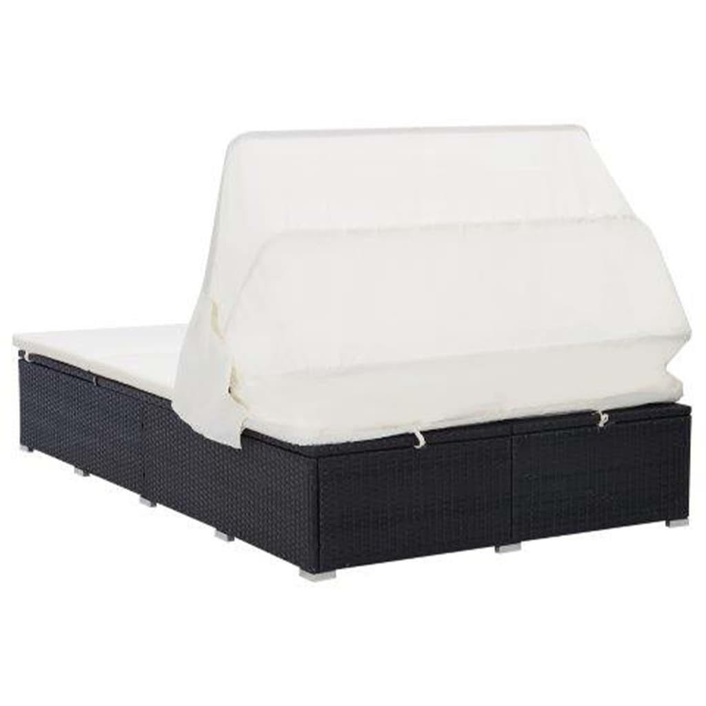 2-person sunbed with cushion polyrattan - black - number 6.