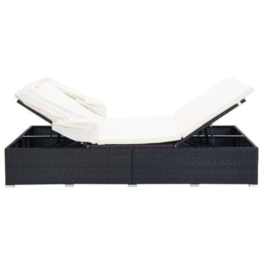 2-person sunbed with cushion polyrattan - black - number 5.