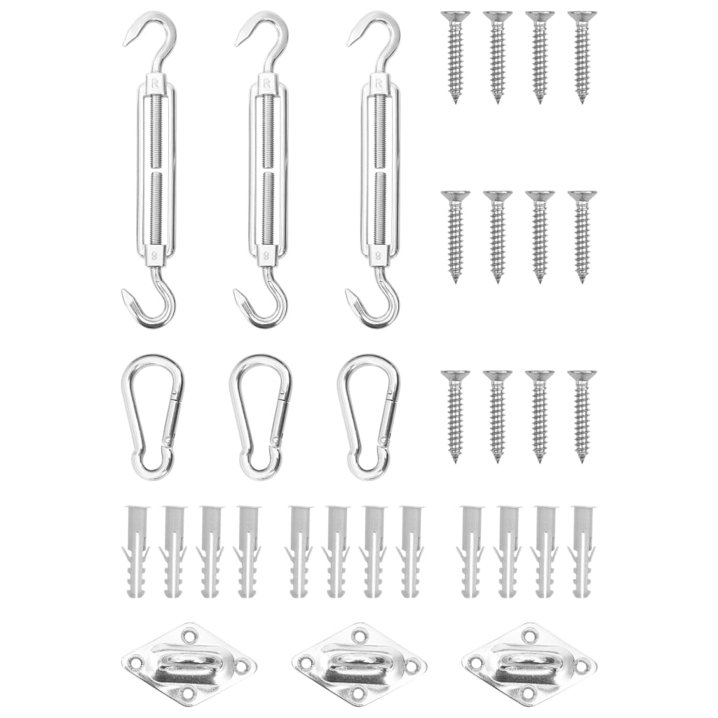 Fastening set for awning 9 parts stainless steel - 65 x 40 mm - number 1.