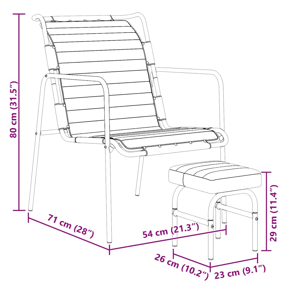 Lenestol med fotskammel ekte skinn svart - number 6.