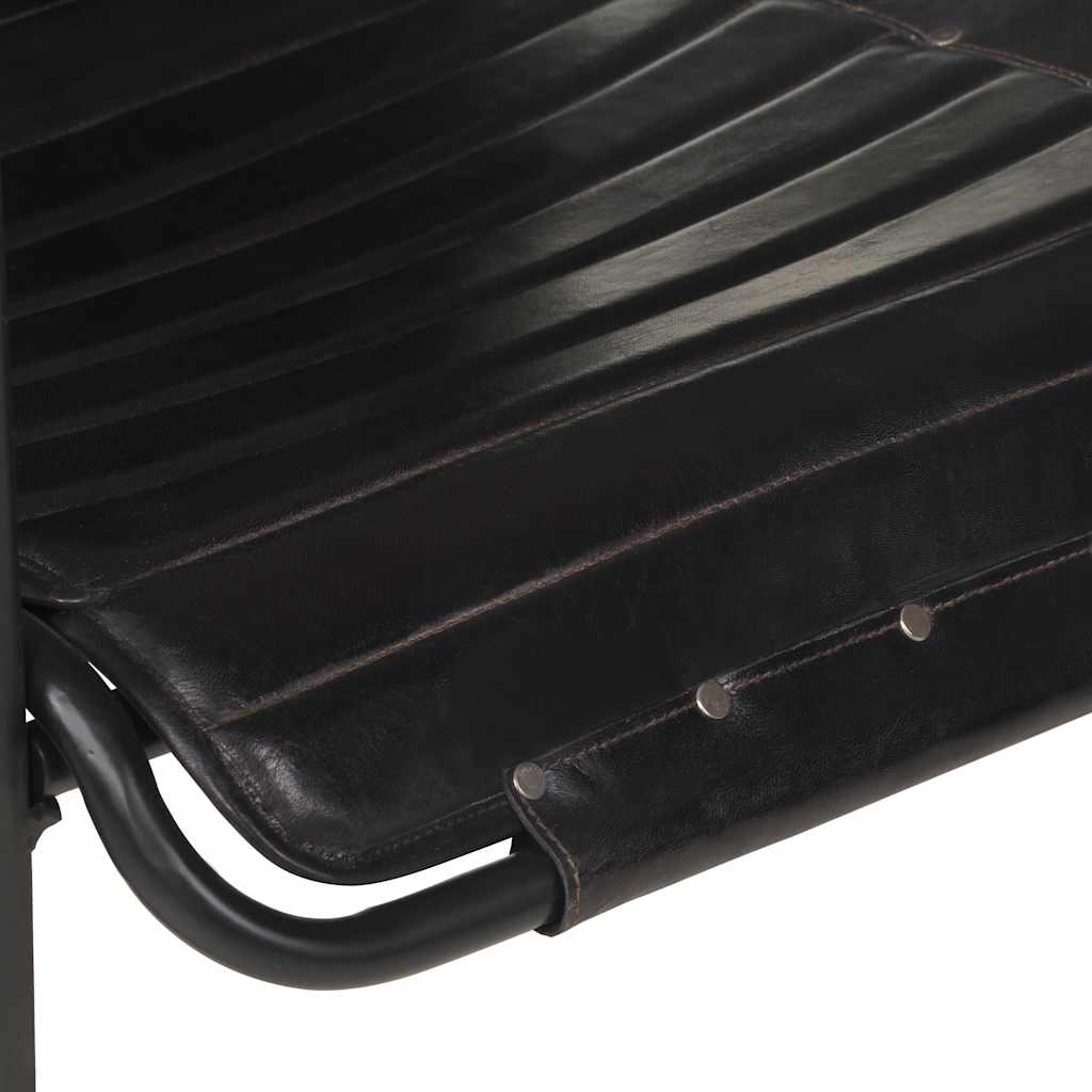 Lenestol med fotskammel ekte skinn svart - number 5.