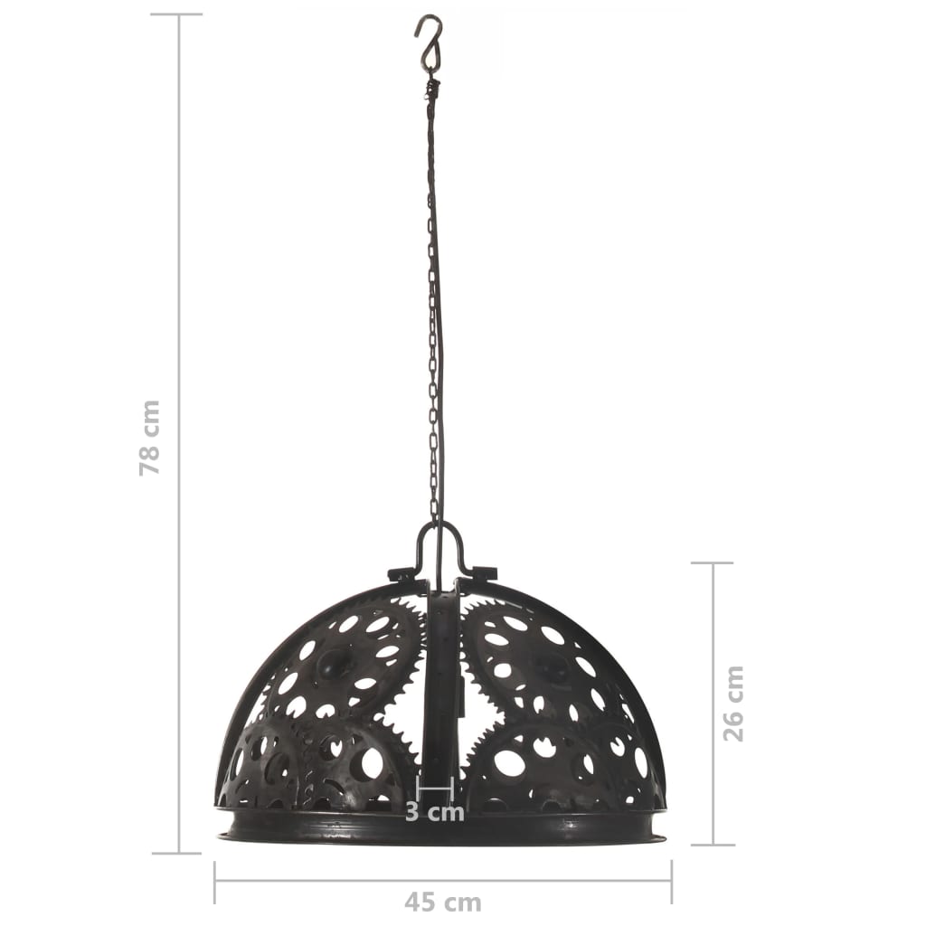 Industriel loftlampe med kæde og hjul 45 cm e27 - number 7.