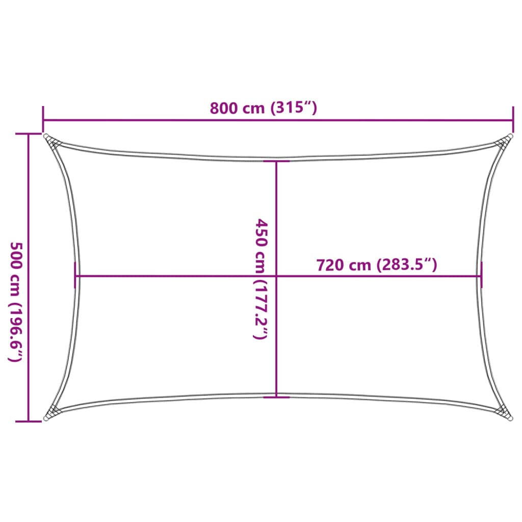 Sun sail 160 g/m² 5x8 m hdpe - white, 8 x 5 m, 1 - number 10.