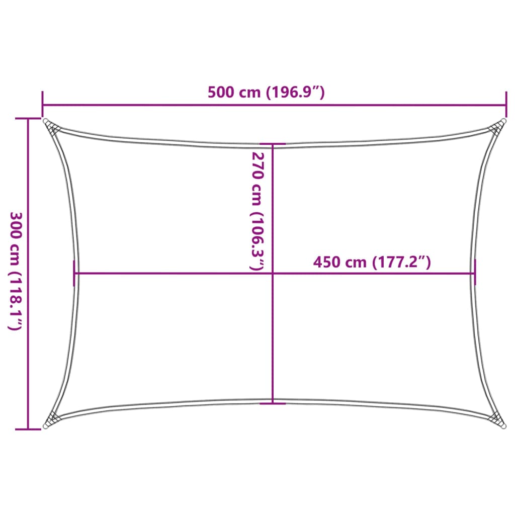 Sun sail 160 g/m² 3x5 m hdpe - white, 5 x 3 m, 1 - number 10.