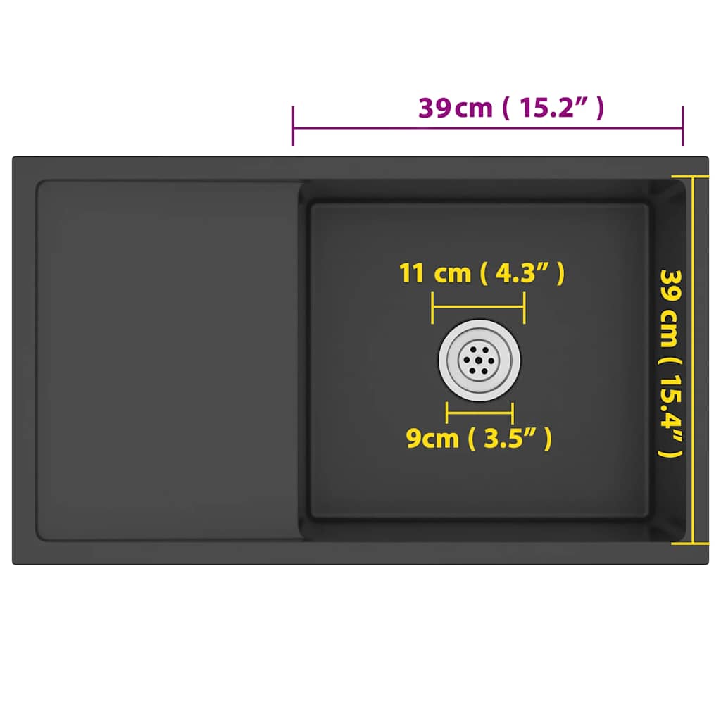 Ručně vyrobený kuchyňský dřez nerez - černý, 75 x 44 x 20 cm - number 11.