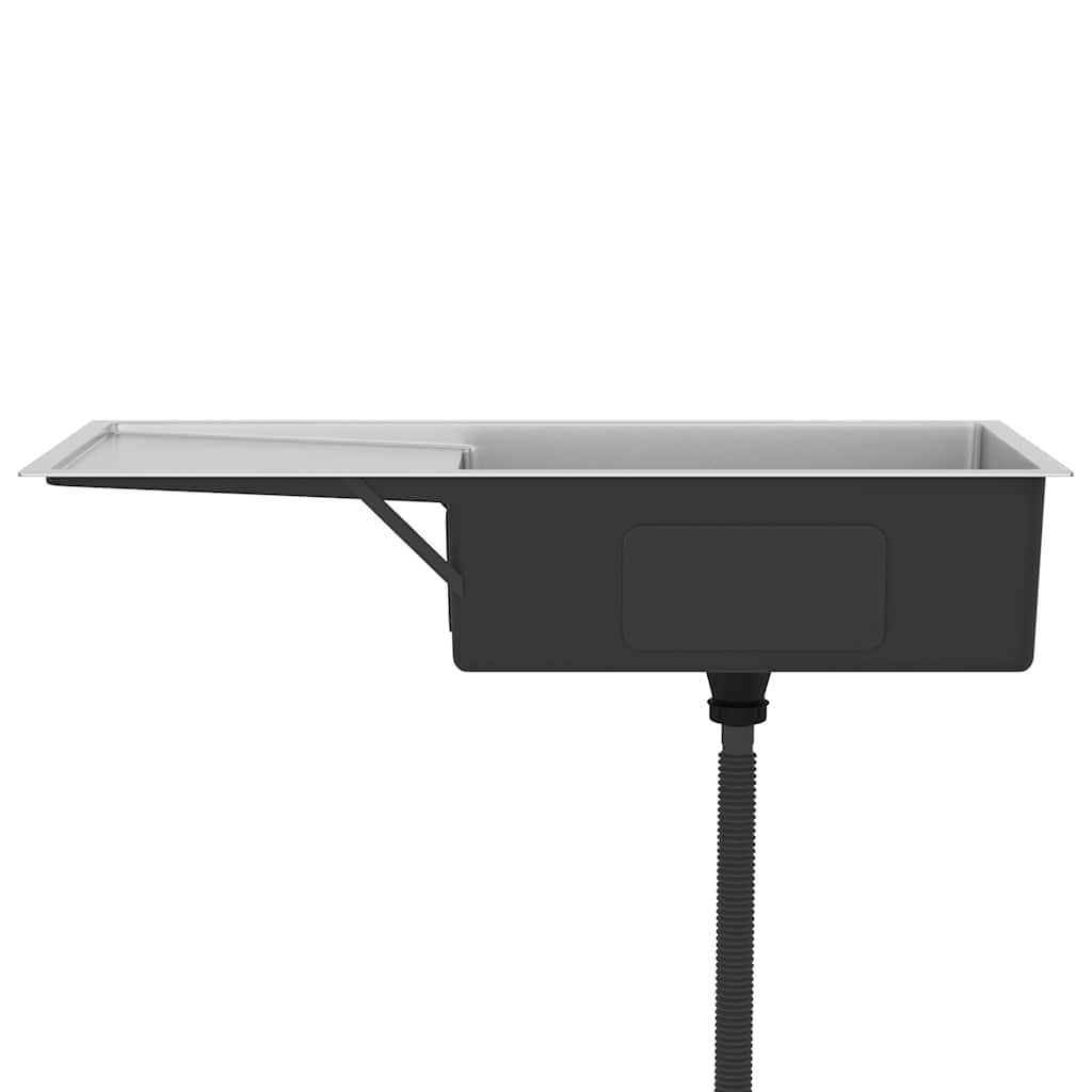 Handgjord diskbänk rostfritt stål - silver, 100 x 44 x 20 cm - number 5.