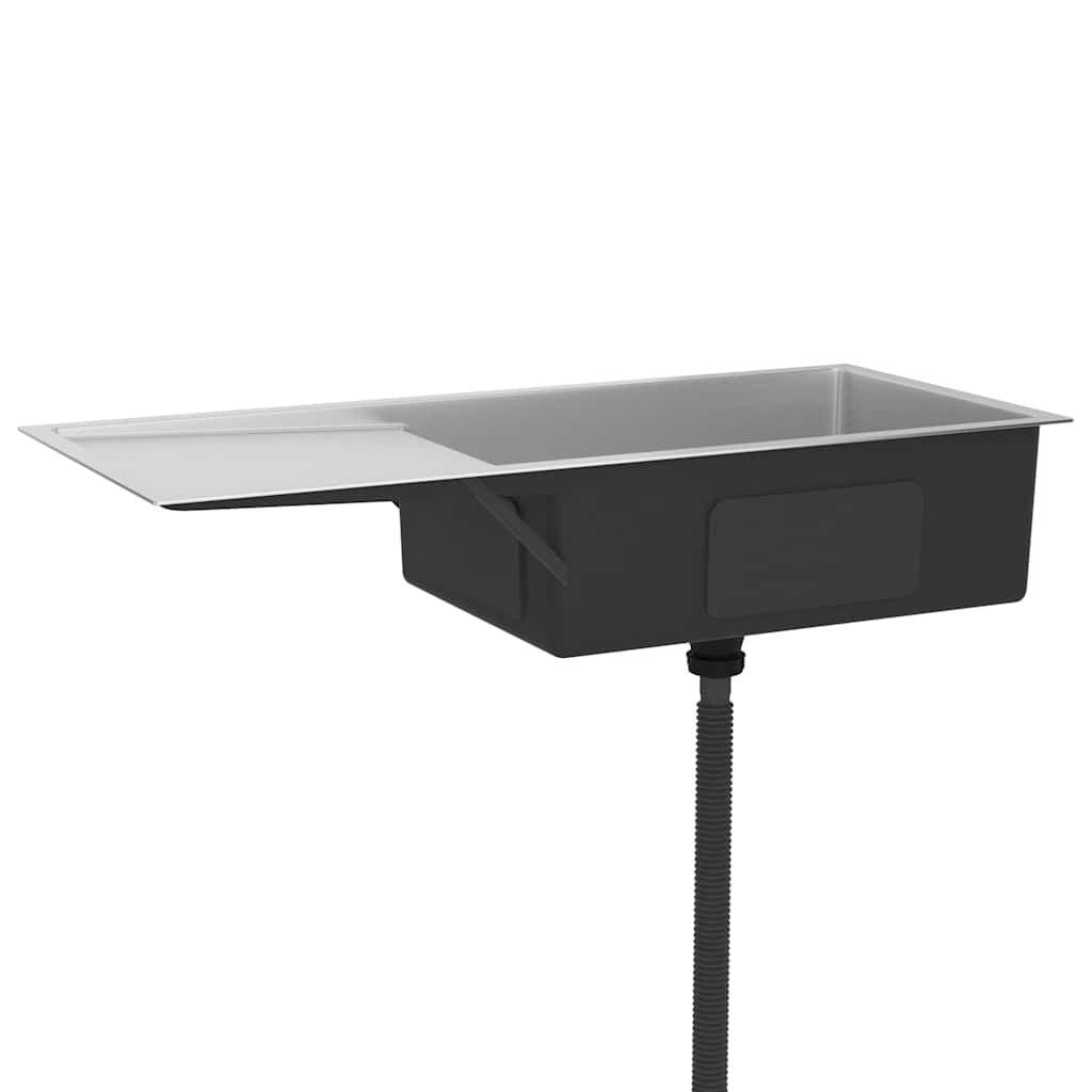 Handgjord diskbänk rostfritt stål - silver, 100 x 44 x 20 cm - number 4.