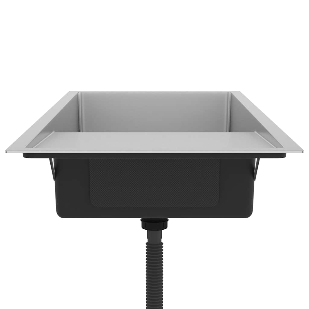 Handgjord diskbänk rostfritt stål - silver, 100 x 44 x 20 cm - number 6.