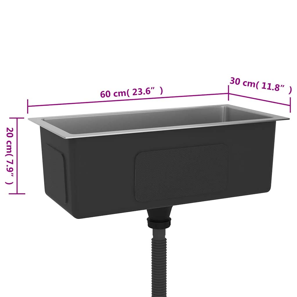 Håndlavet køkkenvask rustfrit stål - sølv, 60 x 30 x 20 cm - number 10.
