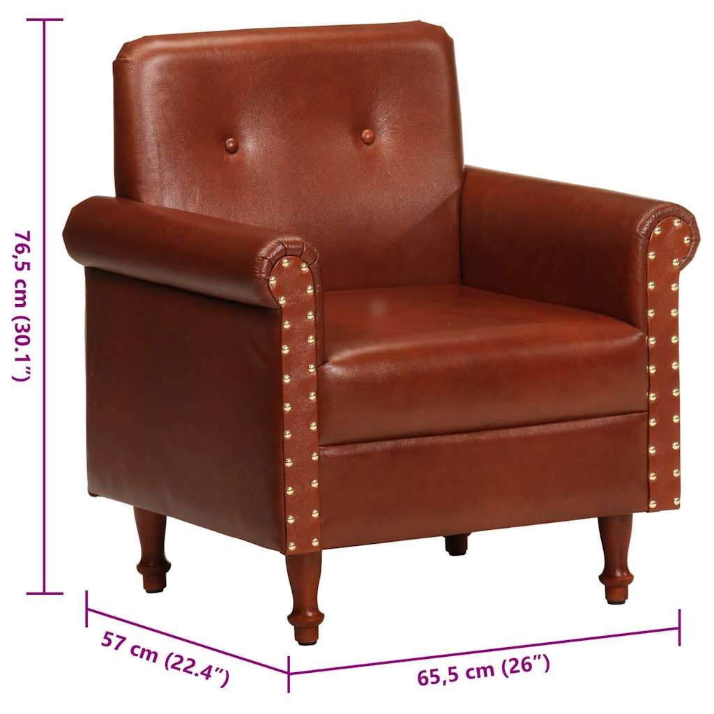 Fotel skóra naturalna - brązowy, 1 - number 9.