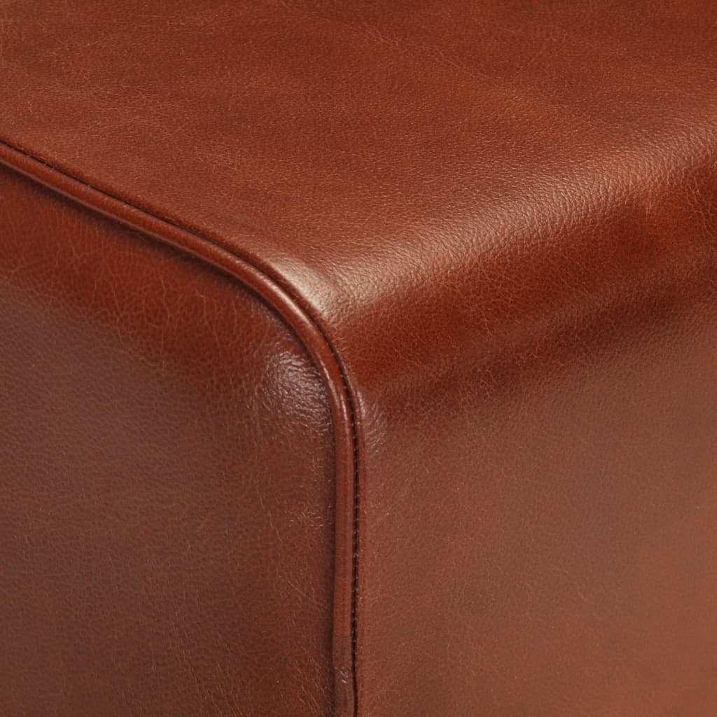 Ławka gimnastyczna 58 cm skóra naturalna i lite drewno mango brąz - number 6.