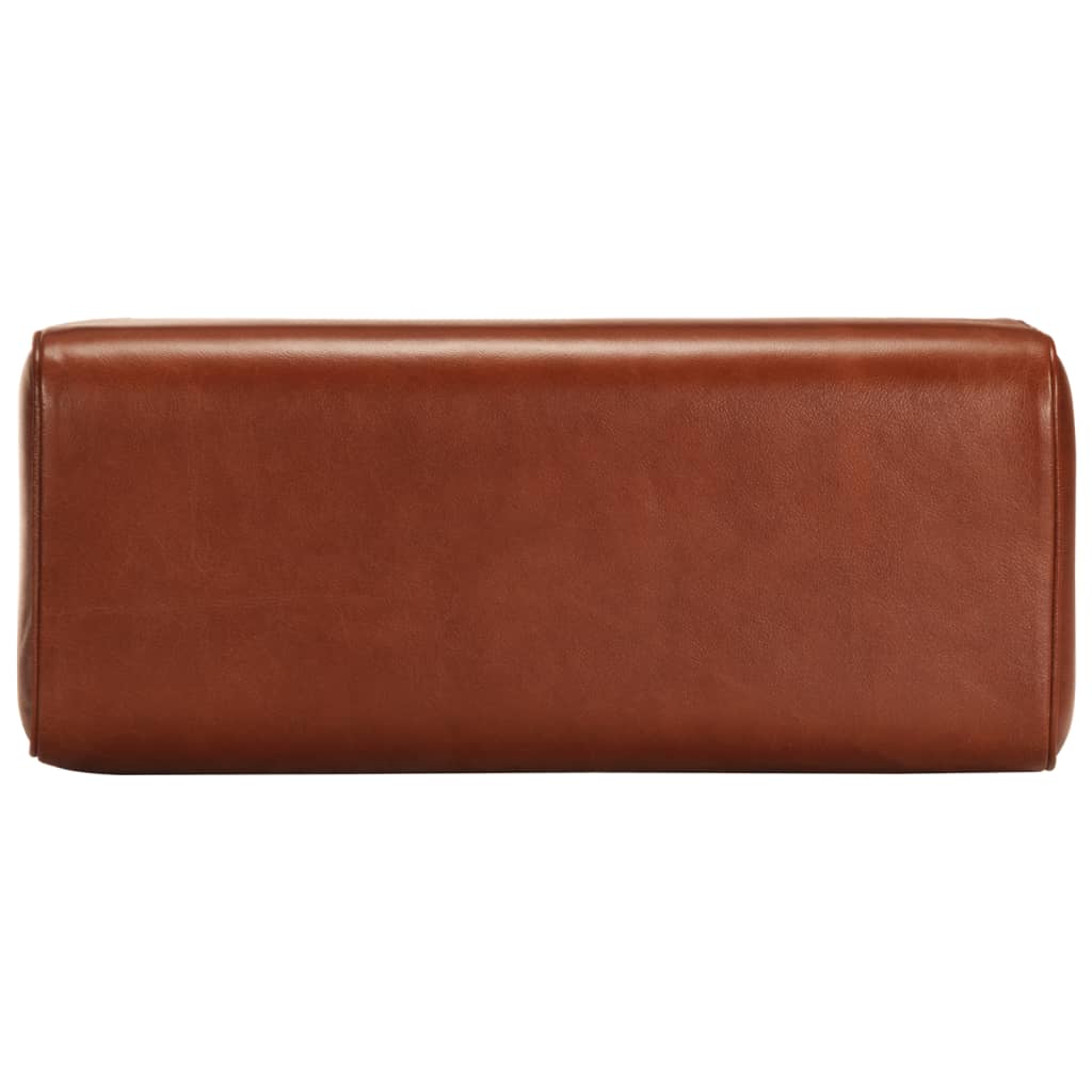 Ławka gimnastyczna 58 cm skóra naturalna i lite drewno mango brąz - number 5.