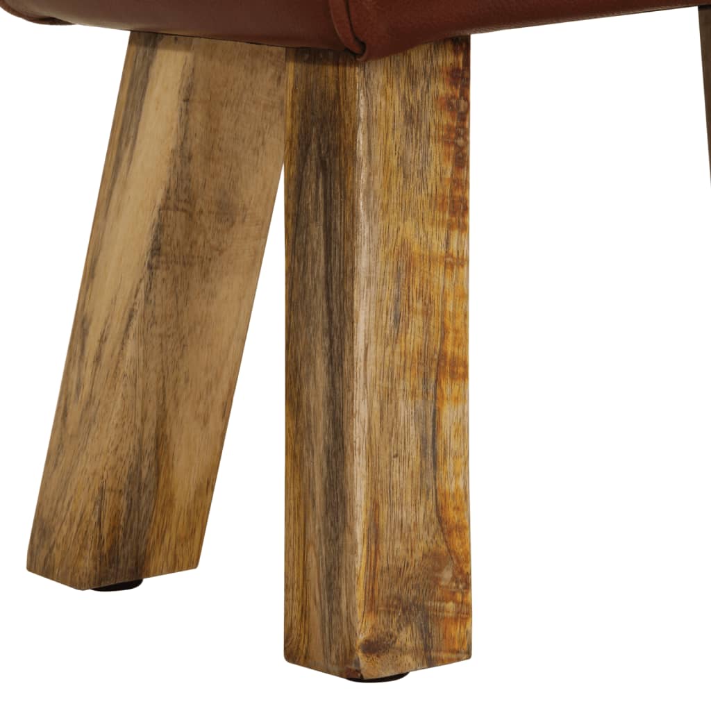 Ławka gimnastyczna 38 cm prawdziwa skóra i lite drewno mango brąz - number 8.