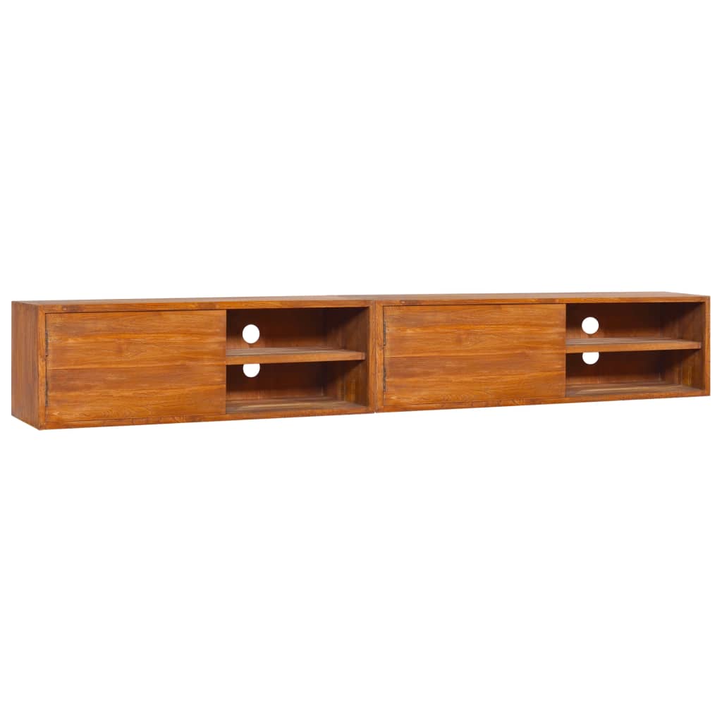 Vegghengt tv-skap 180x30x30 cm heltre teak - number 1.