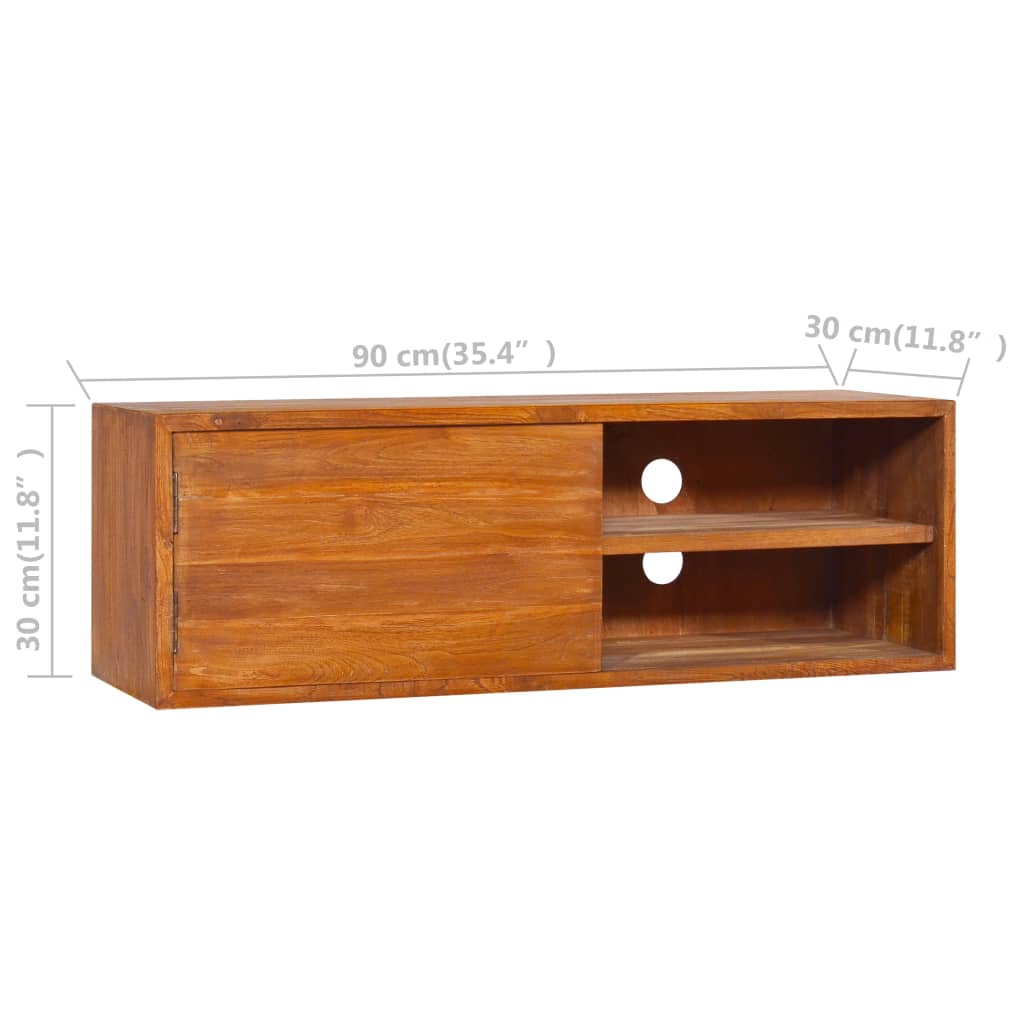 Vegghengt tv-skap 180x30x30 cm heltre teak - number 11.