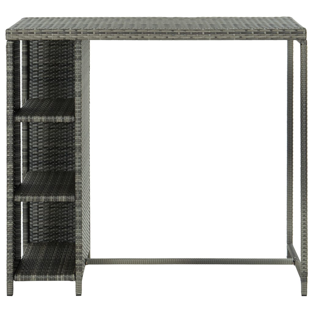 Barbord med opbevaringsstativ 120x60x110 cm polyrattan - grå, 1 - number 2.