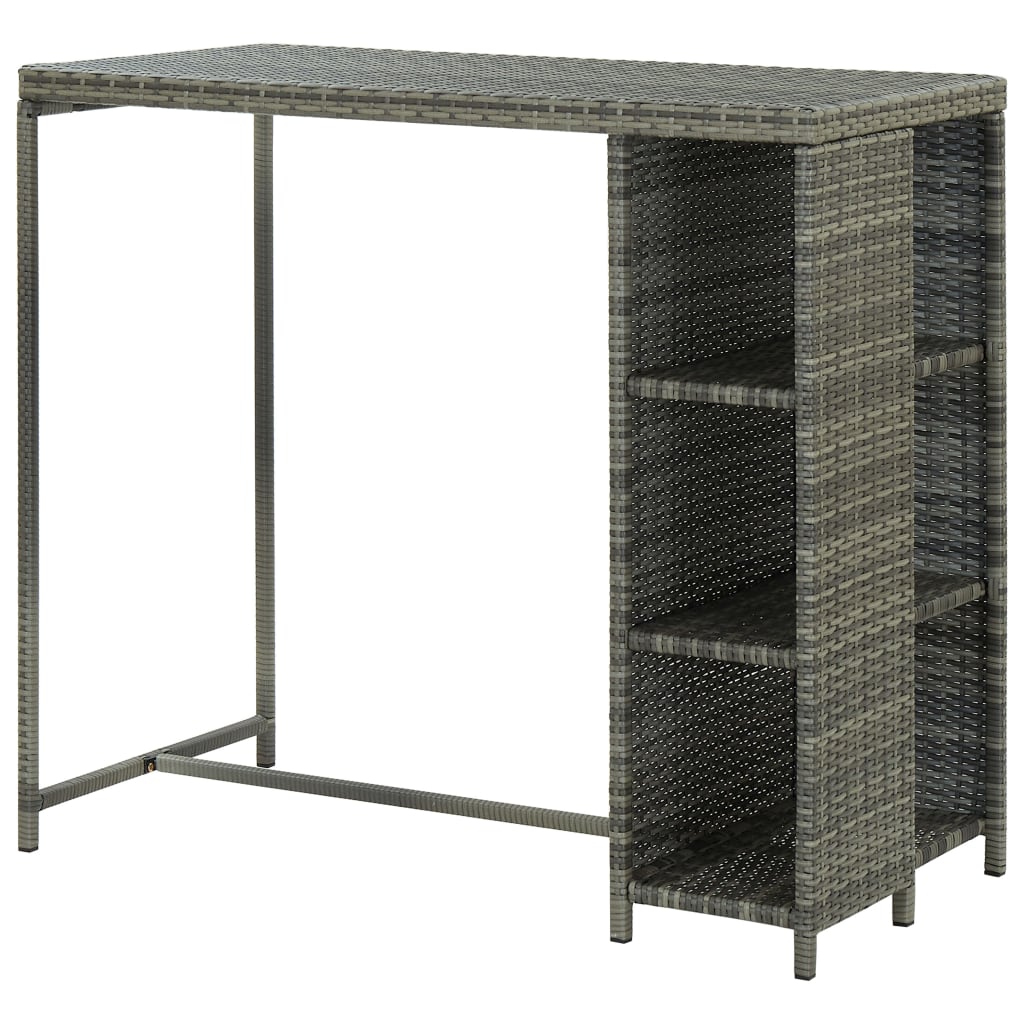 Barbord med opbevaringsstativ 120x60x110 cm polyrattan - grå, 1 - number 4.