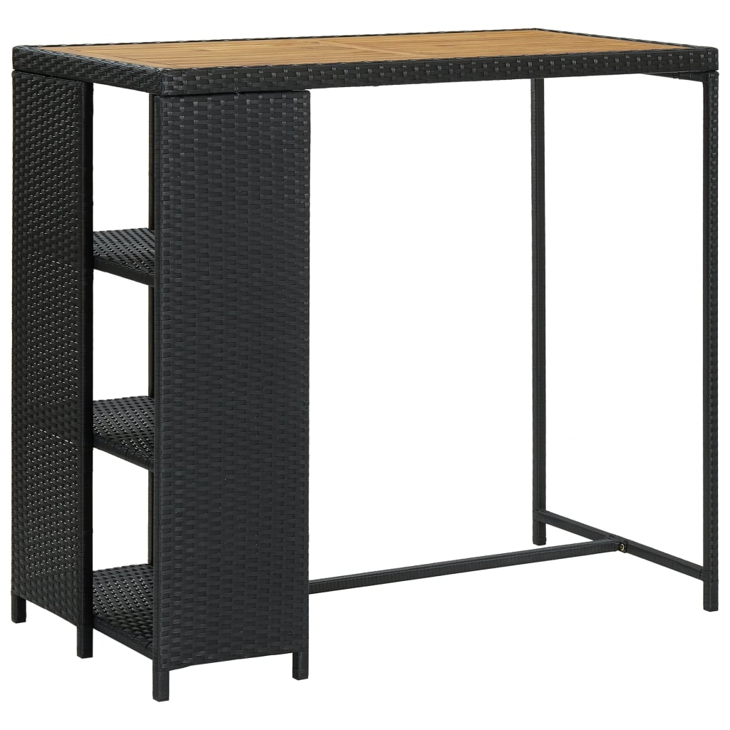 Barbord med opbevaringsstativ 120x60x110 cm polyrattan sort - number 1.