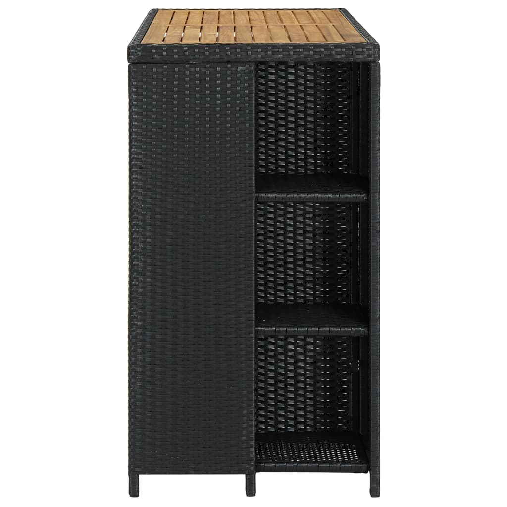 Barbord med opbevaringsstativ 120x60x110 cm polyrattan sort - number 3.