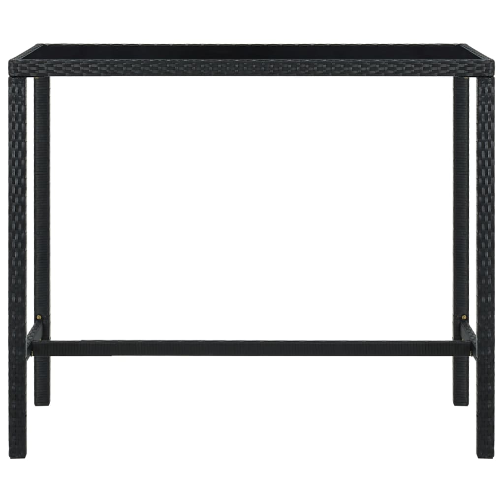 Barbord til haven 130x60x110 cm polyrattan og glas sort - number 2.