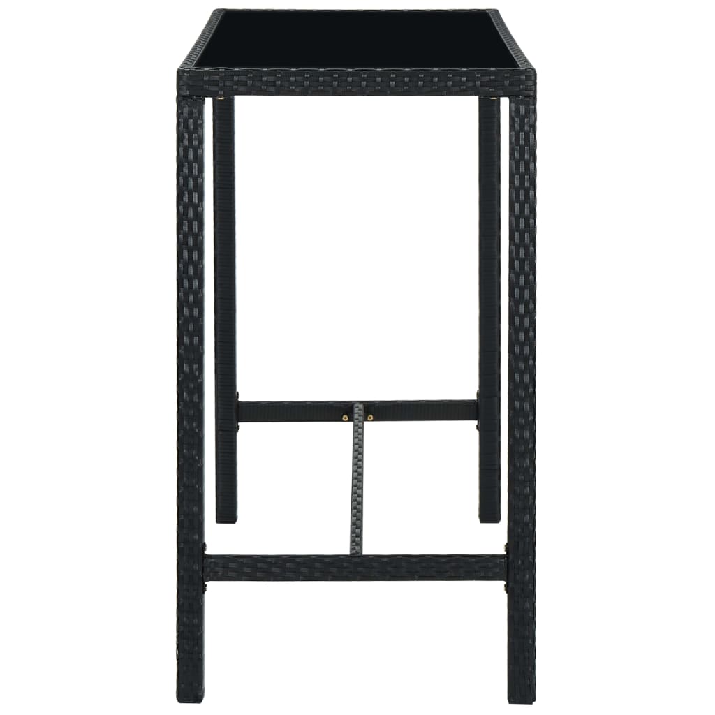 Barbord til haven 130x60x110 cm polyrattan og glas sort - number 3.