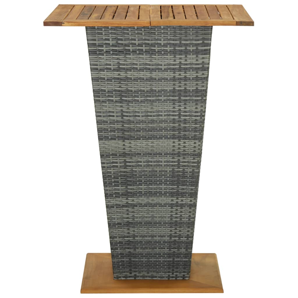 Barbord polyrattan og massivt akacietræ - grå, 80 x 80 x 110 cm, 1 - number 3.