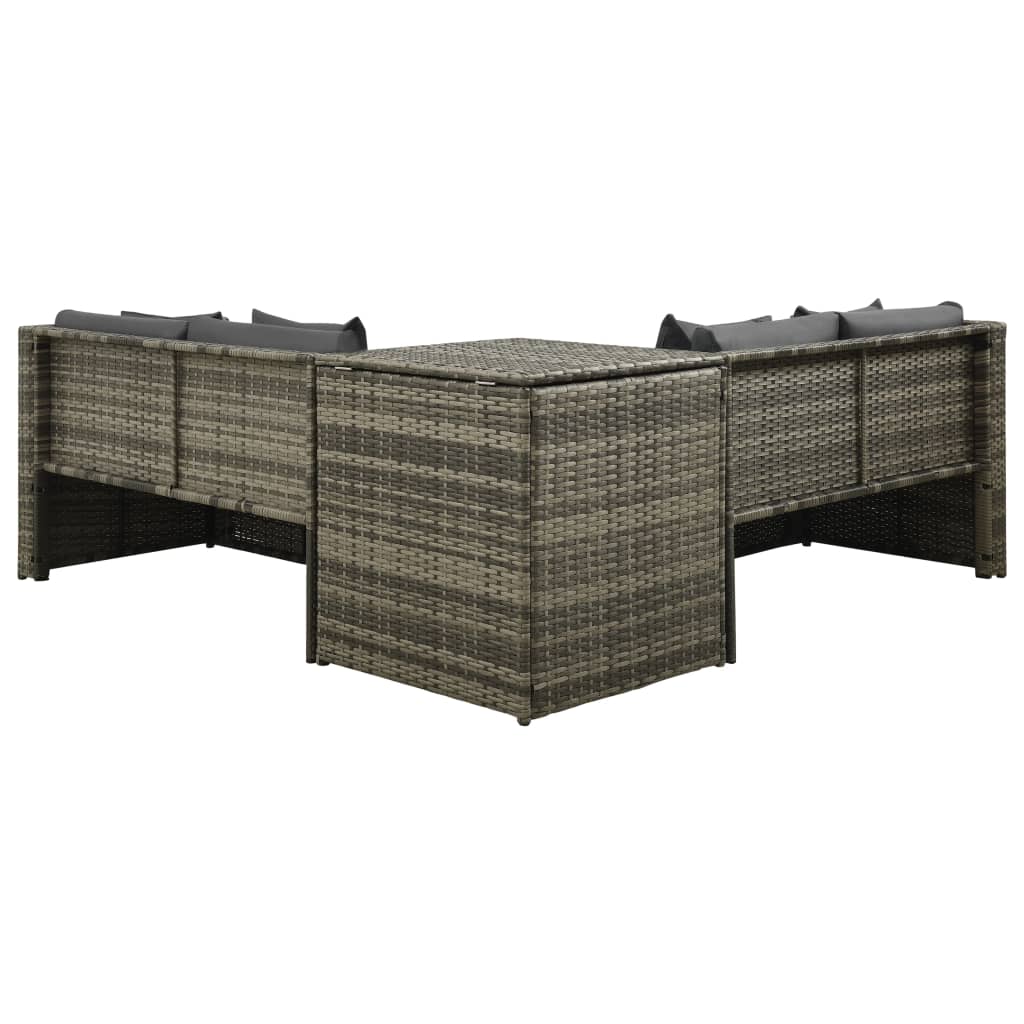 Loungesæt til haven 4 dele med hynder polyrattan grå - number 3.