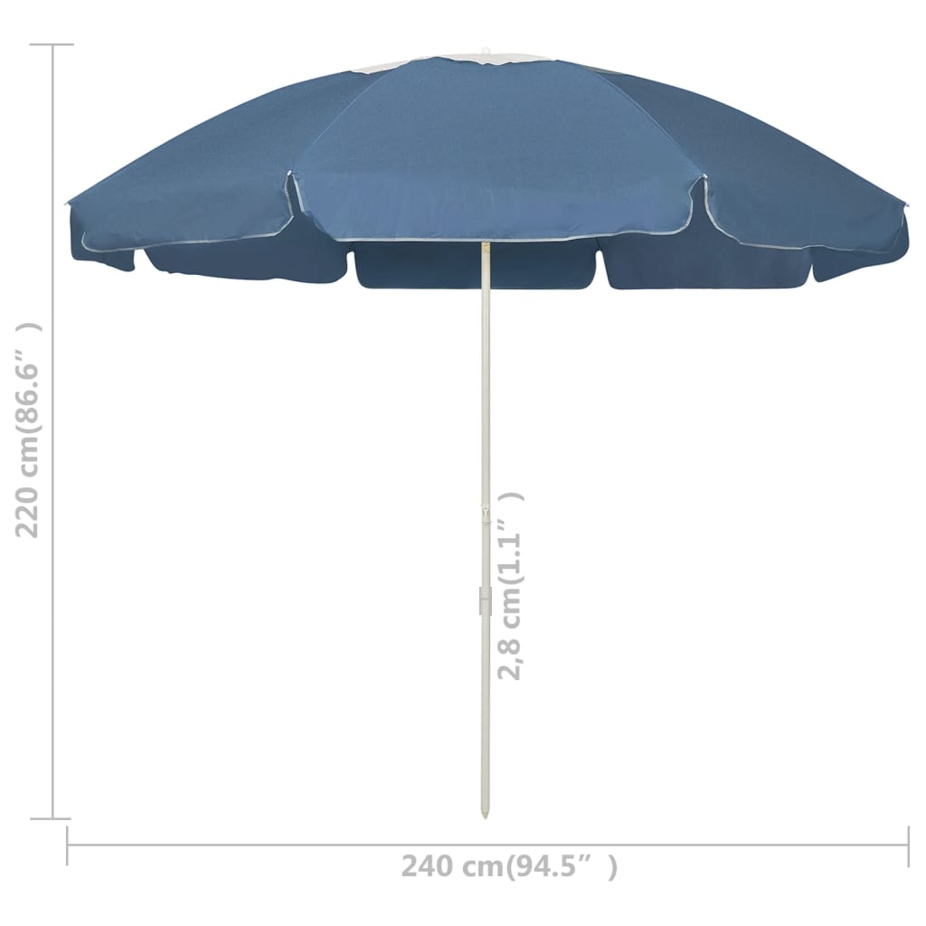 Beach parasol 240 cm blue - number 6.