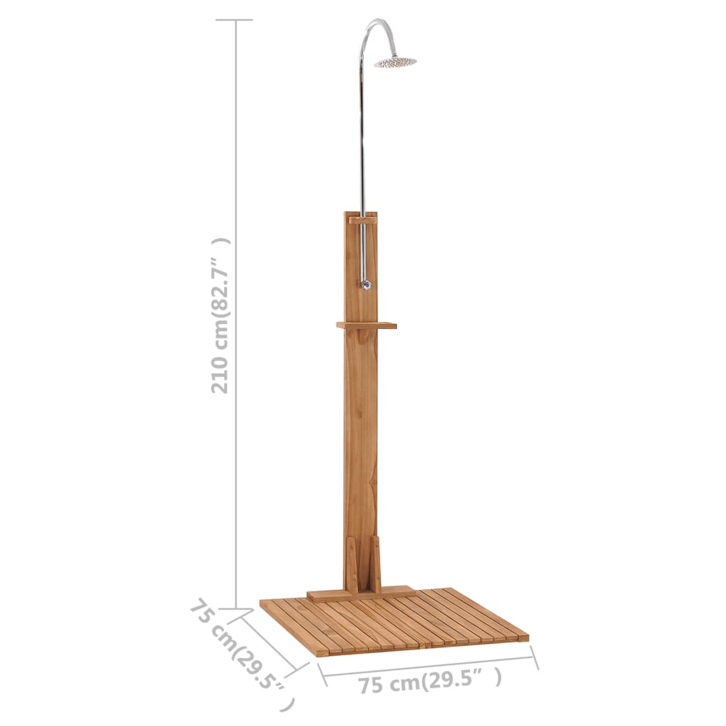 Douche de jardin 75x75x210 cm bois de teck massif - number 11.