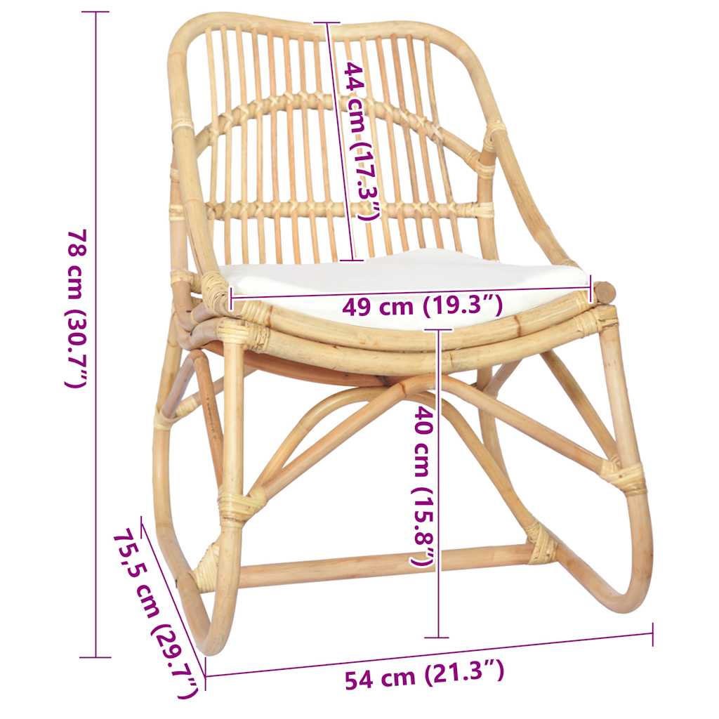 Rattanstol linned - naturfarvet, 1 - number 6.