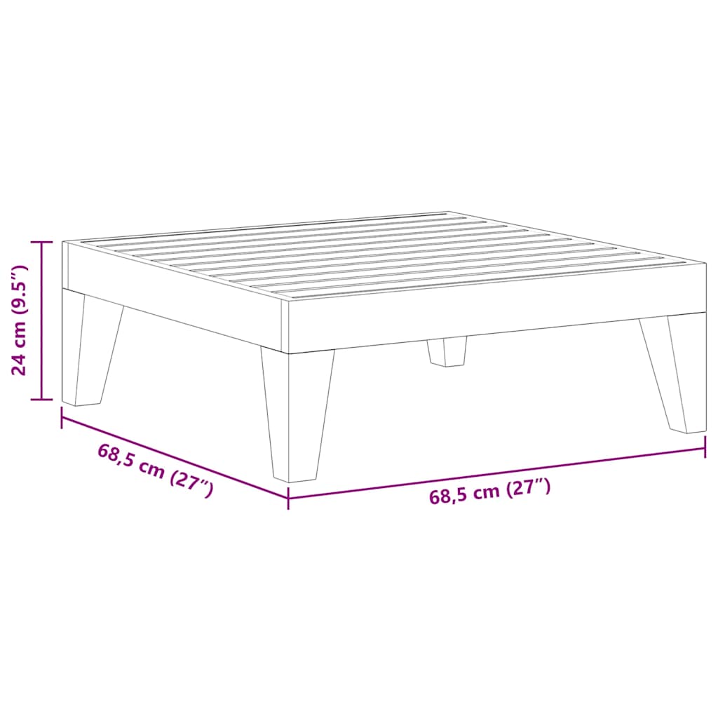 Havebord 68,5x68,5x24 cm massivt akacietræ - number 5.