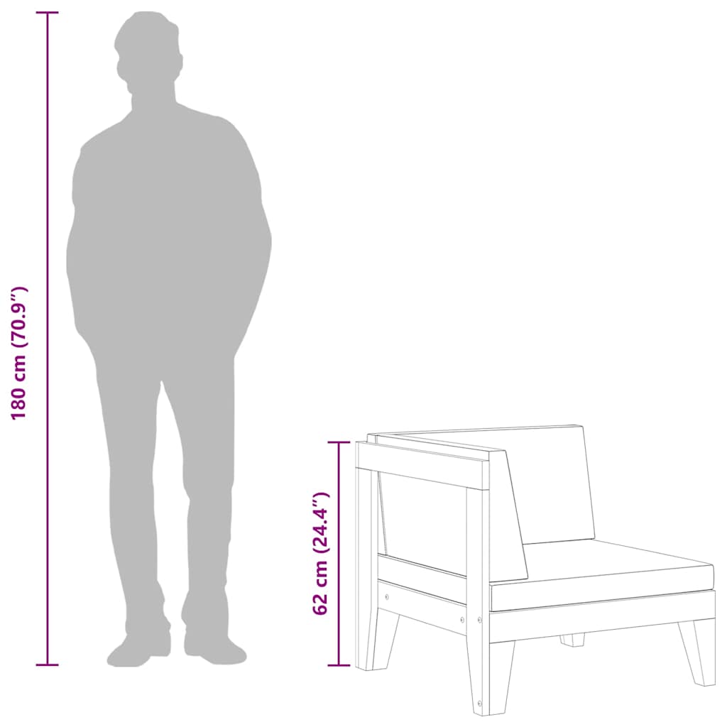 Modulær med hynde massivt akacietræ - mørkegrå, 1, hjørnesofa - number 7.