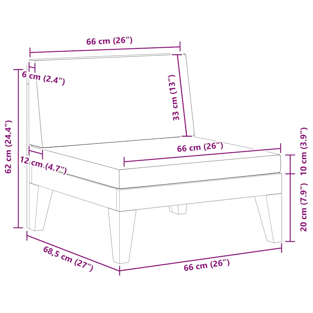 Modulær med hynde massivt akacietræ - mørkegrå, 1, midtersofa - number 6.