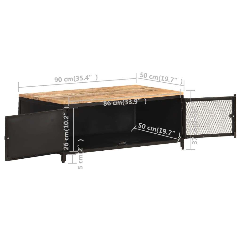 Sofabord 90x50x37 cm massivt ru mangotræ - number 7.