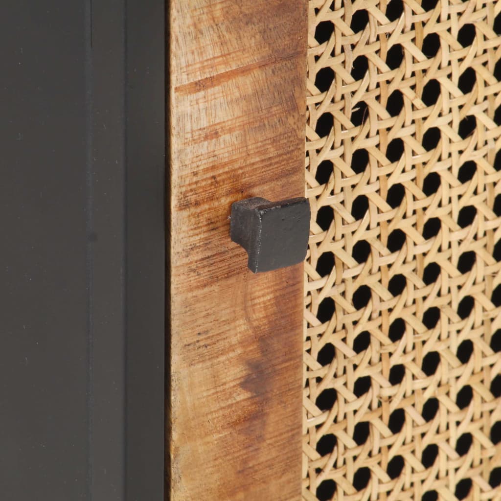 Noćni ormarić 40x30x50 cm grubo drvo manga i prirodno pruće - number 7.