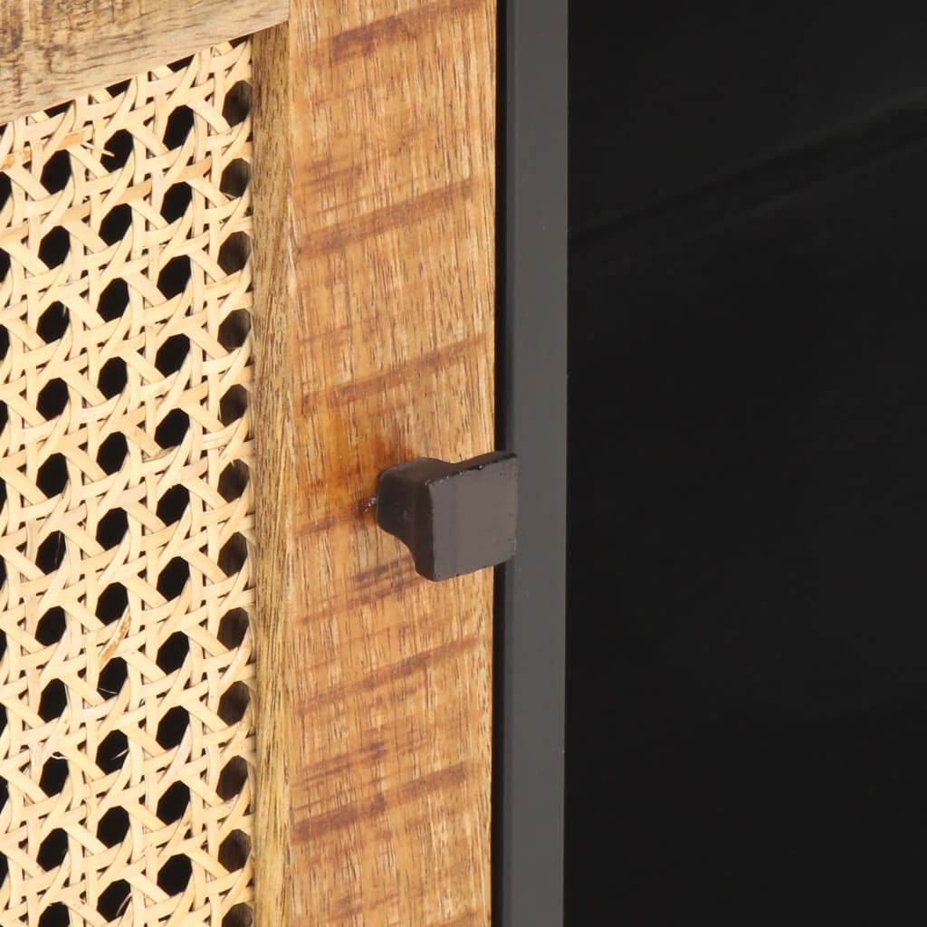 Szafka rtv 90x30x40 cm surowe drewno mango i naturalna wiklina - number 6.