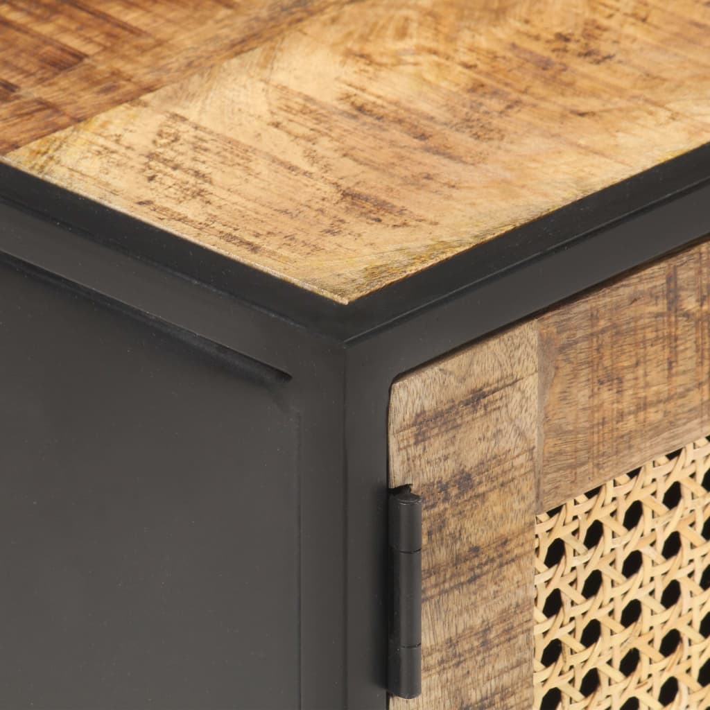 Szafka rtv 90x30x40 cm surowe drewno mango i naturalna wiklina - number 5.