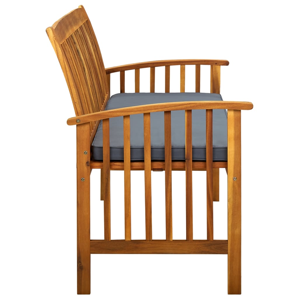 Hagebenk med pute i massivt akasietre - mørkegrå, 147 cm, 1 - number 4.