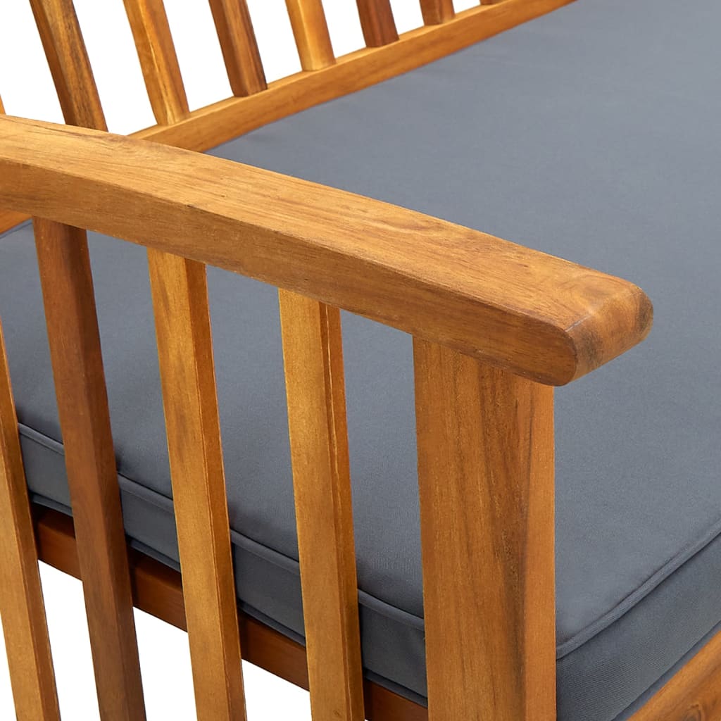 Hagebenk med pute i massivt akasietre - mørkegrå, 147 cm, 1 - number 7.