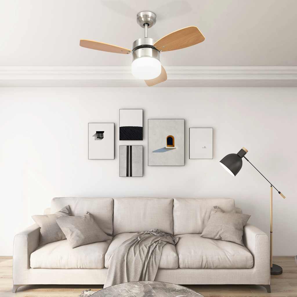 Ceiling fan with light and remote control 76 cm - light brown, ø 76 x 41.5 cm - number 3.