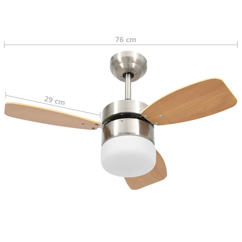 Ceiling fan with light and remote control 76 cm - light brown, ø 76 x 41.5 cm - number 9.