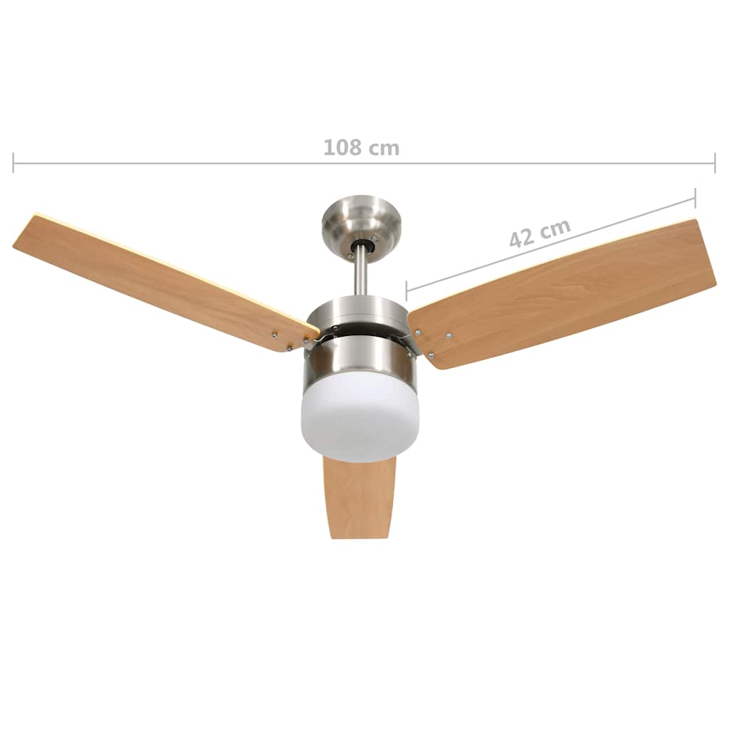 Ceiling fan with light and remote control 108 cm - light brown, ø 108 x 42.5 cm - number 11.